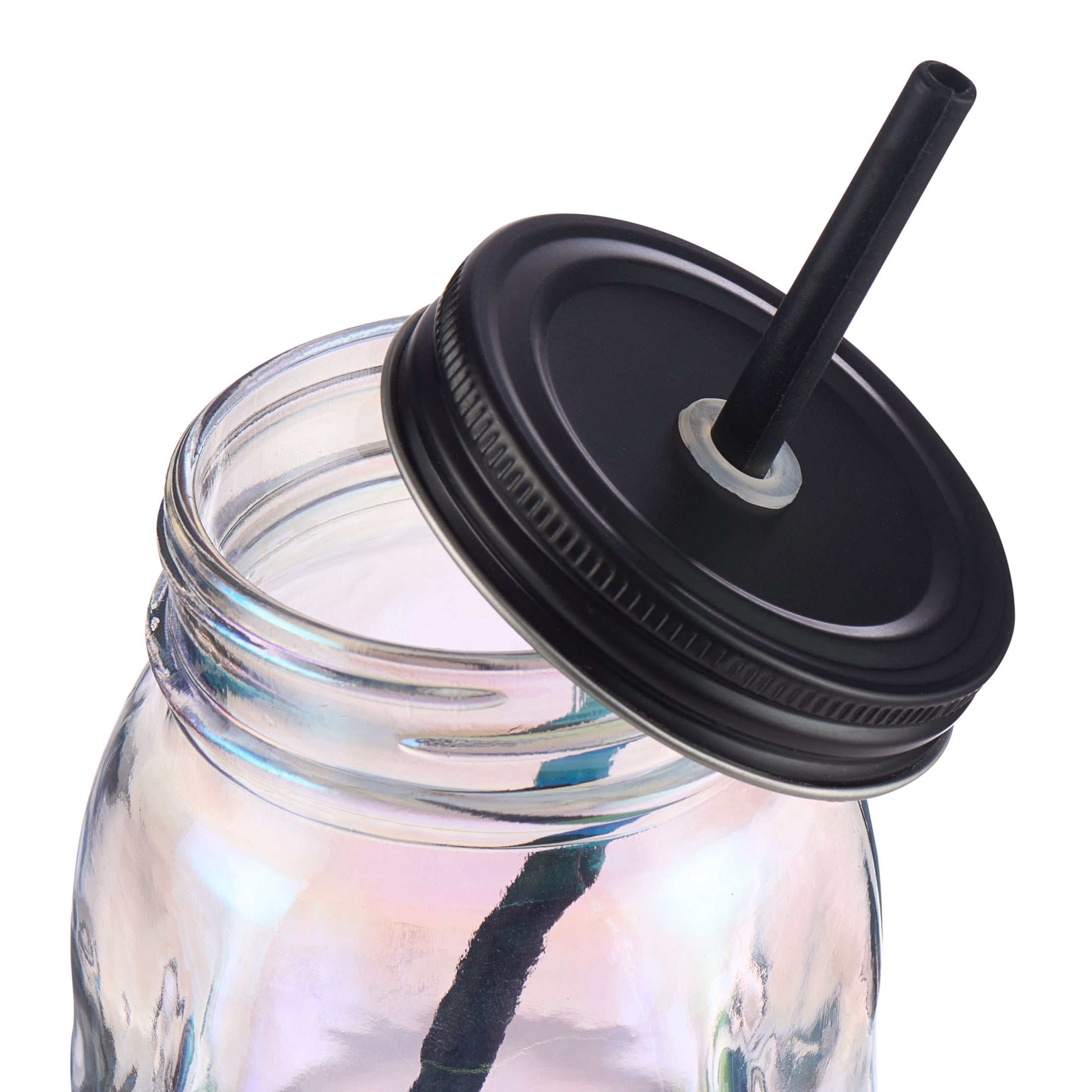 Servette Home 18oz Tumbler with Reusable Straw and Leakproof Lid Glass  Skull Cup - Irridescent