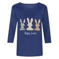 thumbnail image 4 of Cavosen Happy Easter Womens Blouses 3/4 Sleeve Summer Bunny Funny Letter Print Pullover Shirts Round Neck Holiday Tops Vacation Festival T Shirts Loose Dressy Tees Blue 2XL, 4 of 4