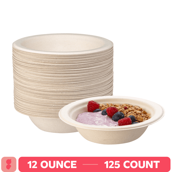 GUSTO 12 oz Paper Bowls Disposable Bowls for Hot Soup, 125-Pack