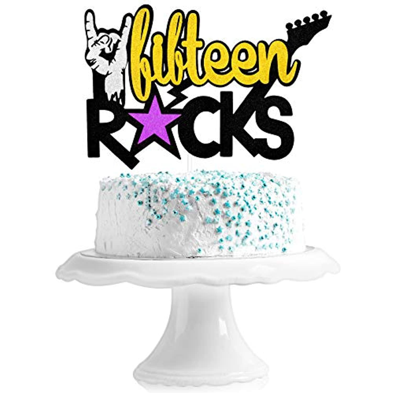 Guitar Love Rocks  LED Lighted Wedding Cake Topper Acrylic Cake Top Personalized 