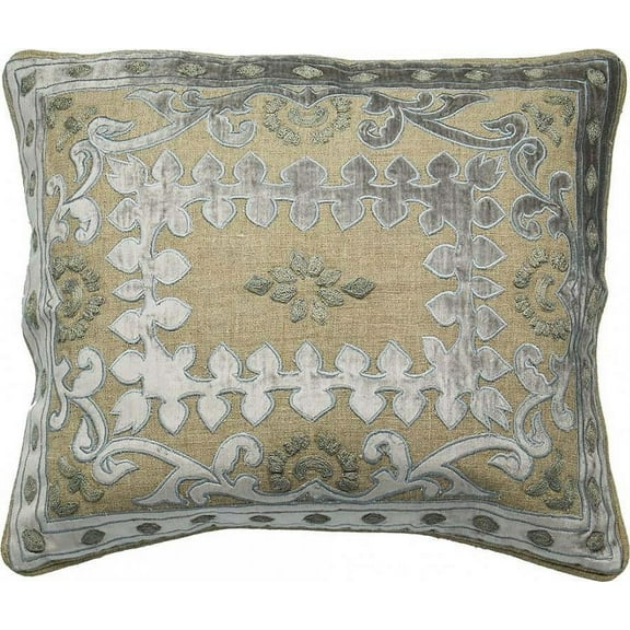 Throw Pillow 16x20 20x16 Velvet Applique Linen Down Feather Insert Handmade