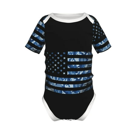

Coaee Navy Camouflage American Flag for Soft Baby Short-Sleeve Bodysuit Baby Climbing Clothes Baby Girls Boys Bodysuit Romper-2 Years