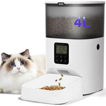 Automatic Cat Feeder, Cat Food Dispenser with 10s Voice Recorder, Pet Feeder up to 8 Meals per Day, Timed Cat Feeder with Dry Food Sealed Ring
