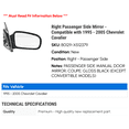 thumbnail image 2 of Right Passenger Side Mirror - Compatible with 1995 - 2005 Chevy Cavalier 1996 1997 1998 1999 2000 2001 2002 2003 2004, 2 of 2