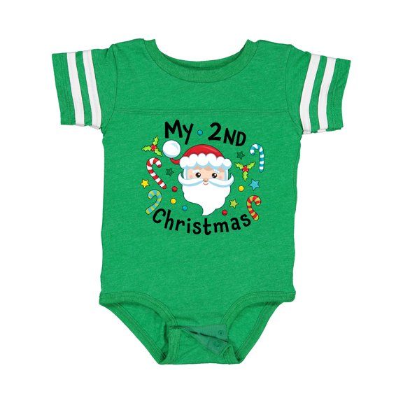 Inktastic My Second Christmas Santa with Candy Canes Boys or Girls Baby Bodysuit