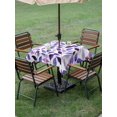 thumbnail image 4 of Outdoor Tablecloths with Umbrella Hole & Zipper, Spring Purple Leaves 60x60 Inch Square Tablecloths, Country Leaf Plants Pastoral Waterproof Table Cloth, Patio/Pool/Picnic Table Covers, 4 of 8