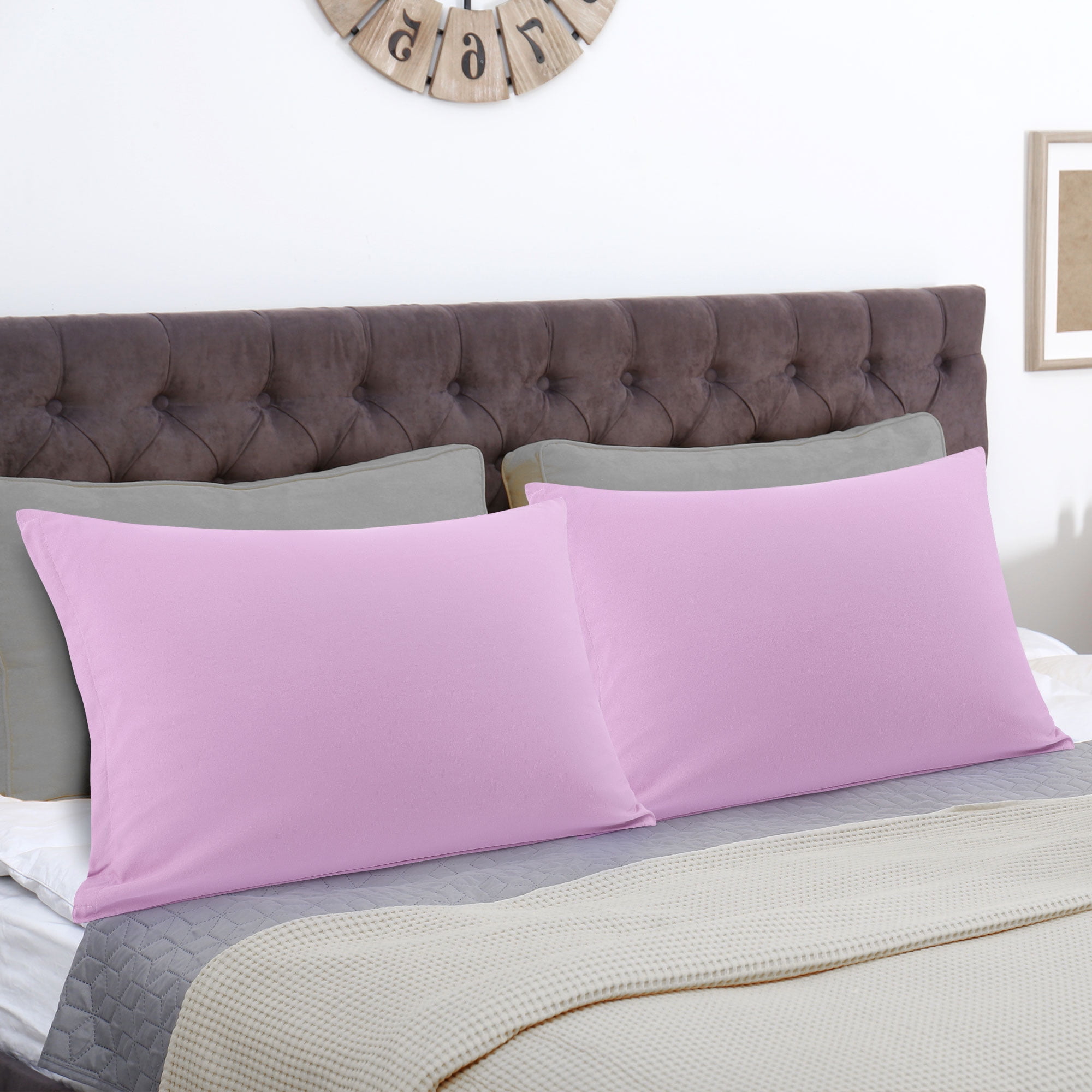 Unique Bargains 2-Piece Soft Microfiber Pillowcases, Queen, Lavender