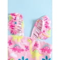 thumbnail image 5 of Biekopu Toddler Girls Summer 2PCS Outfit Sets,Ruffle Sleeve Dinosaur Print Swimwear Tops + High Waist PP Shorts, 5 of 9