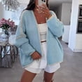thumbnail image 4 of YDFCWXW Women Fall Open Front Color Block Cardigan Sweater Casual Striped Knit Oversized Cardigan Light Blue, S, 4 of 6