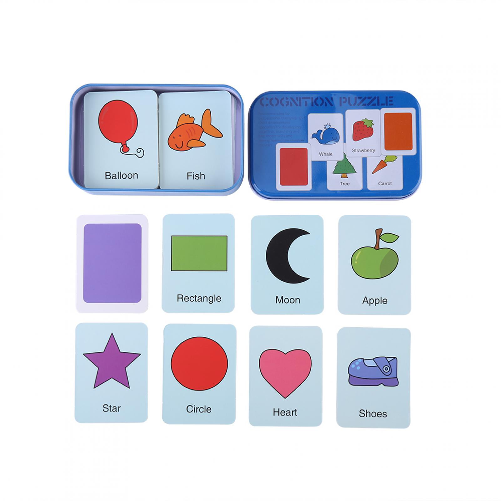 Baby Kids Match Cognition Puzzle Game Toddler Iron Box Cards Matching Game 