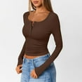 thumbnail image 5 of Women's Long Sleeve Henley Ribbed Fall Top Casual Winter T-Shirt, 5 of 8