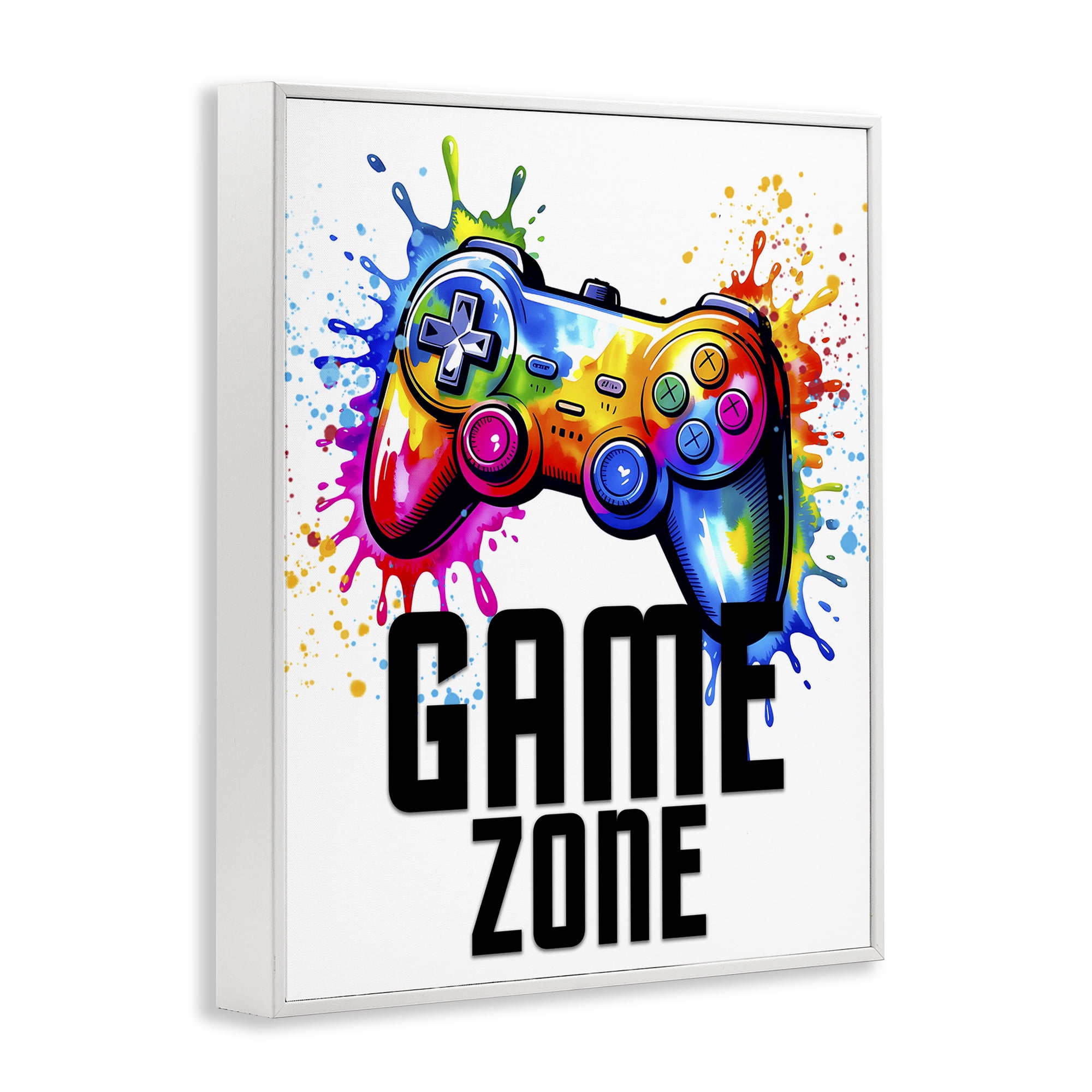 Stupell Industries Game Zone Bright Splash White Framed Giclee Art, design by Kim Allen