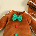 thumbnail image 5 of Newborn Baby Girls Boys Christmas Costume Gingerbread Man Romper Long Sleeve Velvet Jumpsuit + Hat Xmas Infant Cute Clothes, 5 of 6