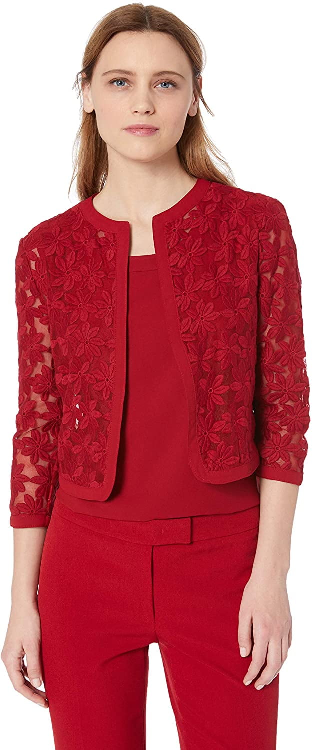 red mesh cardigan