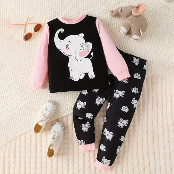 Piuwrlz Sweatsuits 2pcs Sets for Girls Boys Long Sleeved Hoodies and Elastic Waist Pants Pocket Printed Round Neck Shirt Hood Activewear Set Pink Size 5 Years