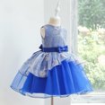 thumbnail image 4 of Jalioing 1-5Y Princess Dress for Kids Toddler Girl Bow Sleeveless Puffy Skirt Birthday Layered Tulle Dresses (4-5 Years, Blue), 4 of 5