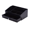 thumbnail image 1 of Caja de almacenamiento para artículos de papelería, maquillaje y cosméticos, organizador de escritorio de madera negra con decoración estética, 1 of 8