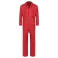 thumbnail image 4 of Jowowha Men's One Piece Work Overalls Lightweight Mechanics Workwear Button Up Long Sleeves Jumpsuit Red S, 4 of 7