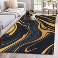 thumbnail image 3 of Area Rug for Living Room, Blue Yellow Ripple Non-Slip Indoor Large Carpet for Bedroom/Dining Room, Fluid Modern Abstract Art Washable Low-Profile Rectangle Floor Mat Runner Rugs - 2.7 x 5 Ft, 3 of 7
