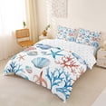 thumbnail image 2 of jejeloiu Sea Life Seashell Bedding For Girls,Cute Starfish Coral Duvet Cover Full,Multicolor,Reversible,3 Pieces,1 Duvet Cover and 2 Pillowcases, 2 of 6