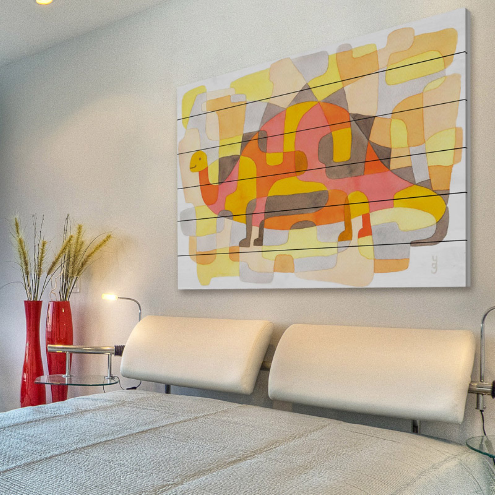 Marmont Hill "Dinosaur 2" by Yolanta Gawlik Painting Print on White Wood