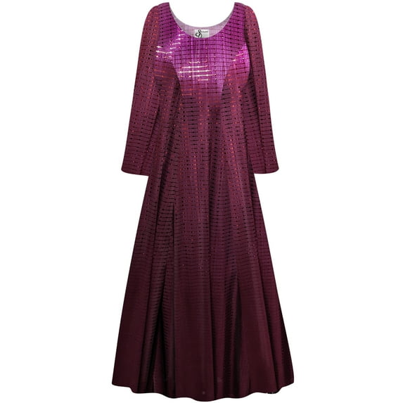 Plus size Petite Womens Dress Burgundy Mirror Reflection Designer Print Long Sleeve Princess Cut