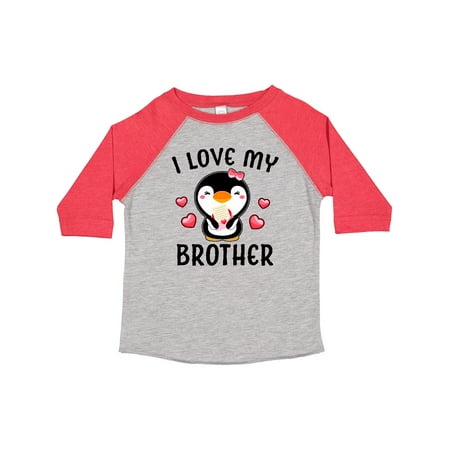 

Inktastic I Love My Brother with Cute Penguin and Hearts Gift Toddler Toddler Girl T-Shirt