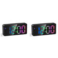 thumbnail image 1 of 2X Rainbow Colored LED Digital Alarm Clock,Snooze, Adjustable Volume, Easy Operation, Outlet Powered for Bedroom,Desk,2 x Alarm clock 2 x USB cable,Black, 1 of 1