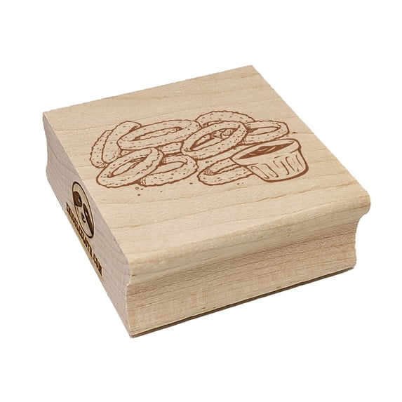 Onion Rings with Dipping Sauce Ketchup Fast Food Square Rubber Stamp Stamping Scrapbooking Crafting - Small 1.25in