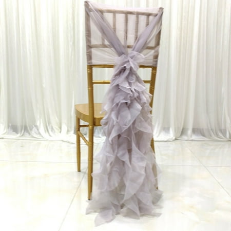 

Gauze Chair Back Sash Chair Organza Decor Band for Wedding Banquet Silver Grey