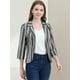 thumbnail image 3 of INSPIRE CHIC Blazer De Solapa Con Muescas Y Mangas 3/4 A Rayas Para Mujer Blanco negro S, 3 of 6