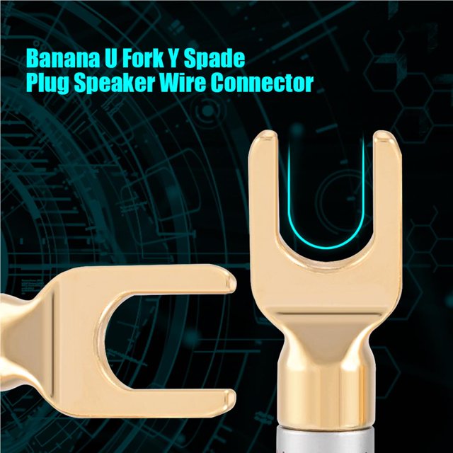 Chapado En Oro 4Mm Banana U Tenedor Y Enchufe De Pala Conector De Cable De Altavoz Tipo Tornillo Sin Soldadura 6 Uds Monstrate EL007895-00