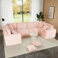 thumbnail image 6 of SEENYOO 135.5" Cloud Couch,Boneless Sectional Sofa for Living Room,Pink U Shaped Couch with Chaise,6-Seater,Corduroy Fabric,Freely Configurable Layout, 6 of 20