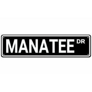 Vintage Metal Signs Manatee Dr Metal Tin Sign Plate Drive Way Road Street Man Cave Wall Decor Sign 4X16 Inches