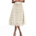 thumbnail image 2 of Antinious Winter Skirts for Women,Skirts for Women Trendy,Long Skirts for Women Solid Casual Knee Length Beach Dress with Pockets,Beige,S, 2 of 5