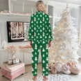 thumbnail image 4 of christmas family pajama sets for women matching plaid sleepwear Women's Christmas Tree Print Button Pocket Long Sleeve Trousers Home Pajama Set, 4 of 5