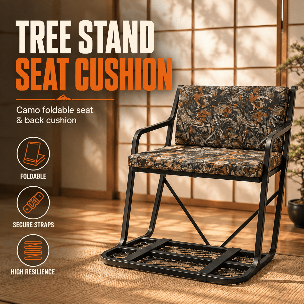 Two People Foldable Tree Stand Seat Cushion With For