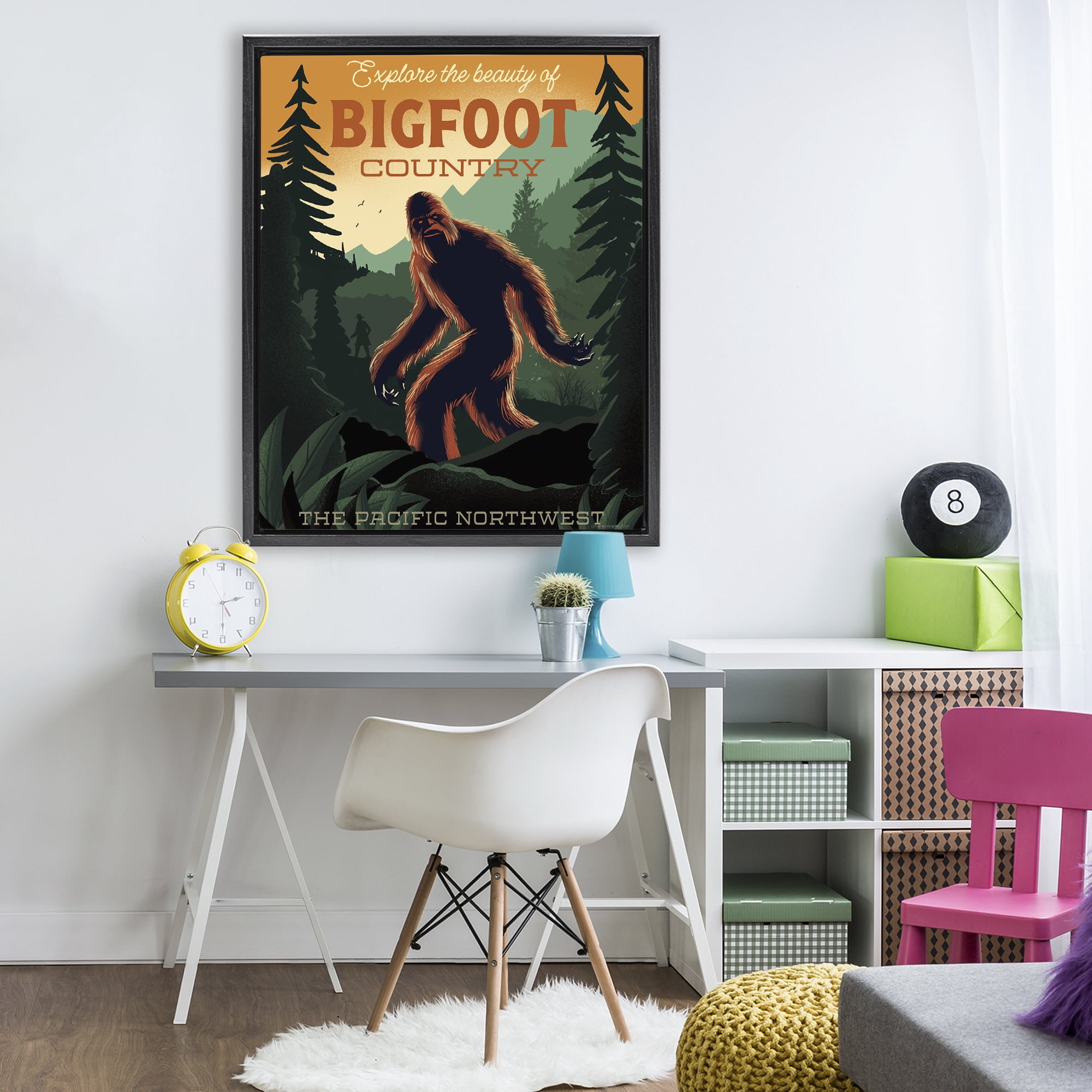 Stupell Industries Cryptid Tourism Wildlife Black Framed Floater Canvas Wall Art, design by Omar Escalante