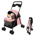 thumbnail image 3 of 4 Wheels Dog Cat Stroller, Outdoor Travel Pet Folding Stroller, Dog Cat Cage Stroller with Cup Holder, Visible Window for Medium Small Dog, 3 of 11