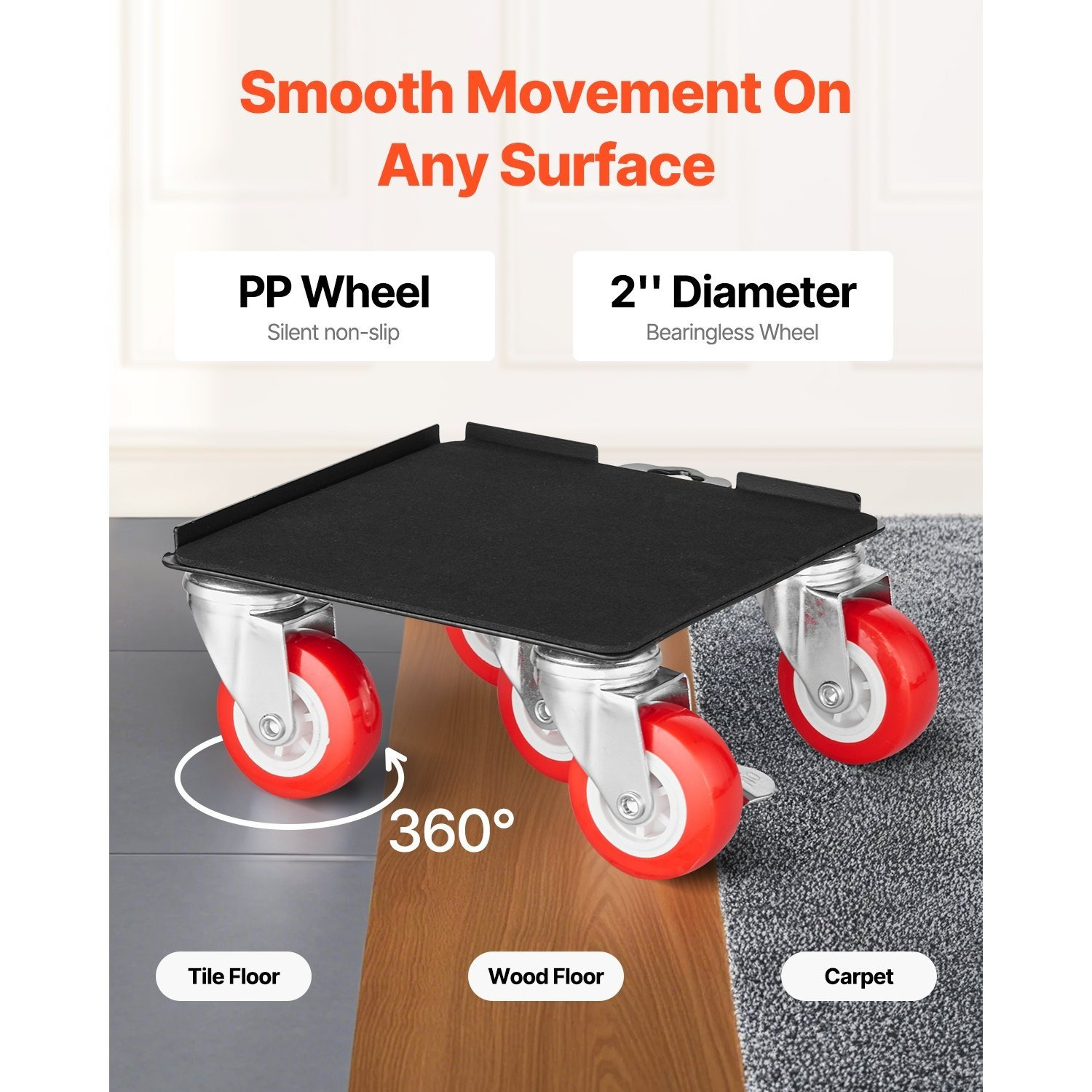 General Furniture Dolly Heavy Duty Furniture Mover with 5 Wheels 3474 lbs Capacity