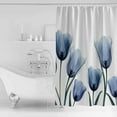 thumbnail image 2 of Blue Tulips Shower Curtain, 60" x 72", Flowers Minimalist Modern Art Waterproof Bathroom Curtain Washable Shower Curtain Set with 12 Hooks, 2 of 6