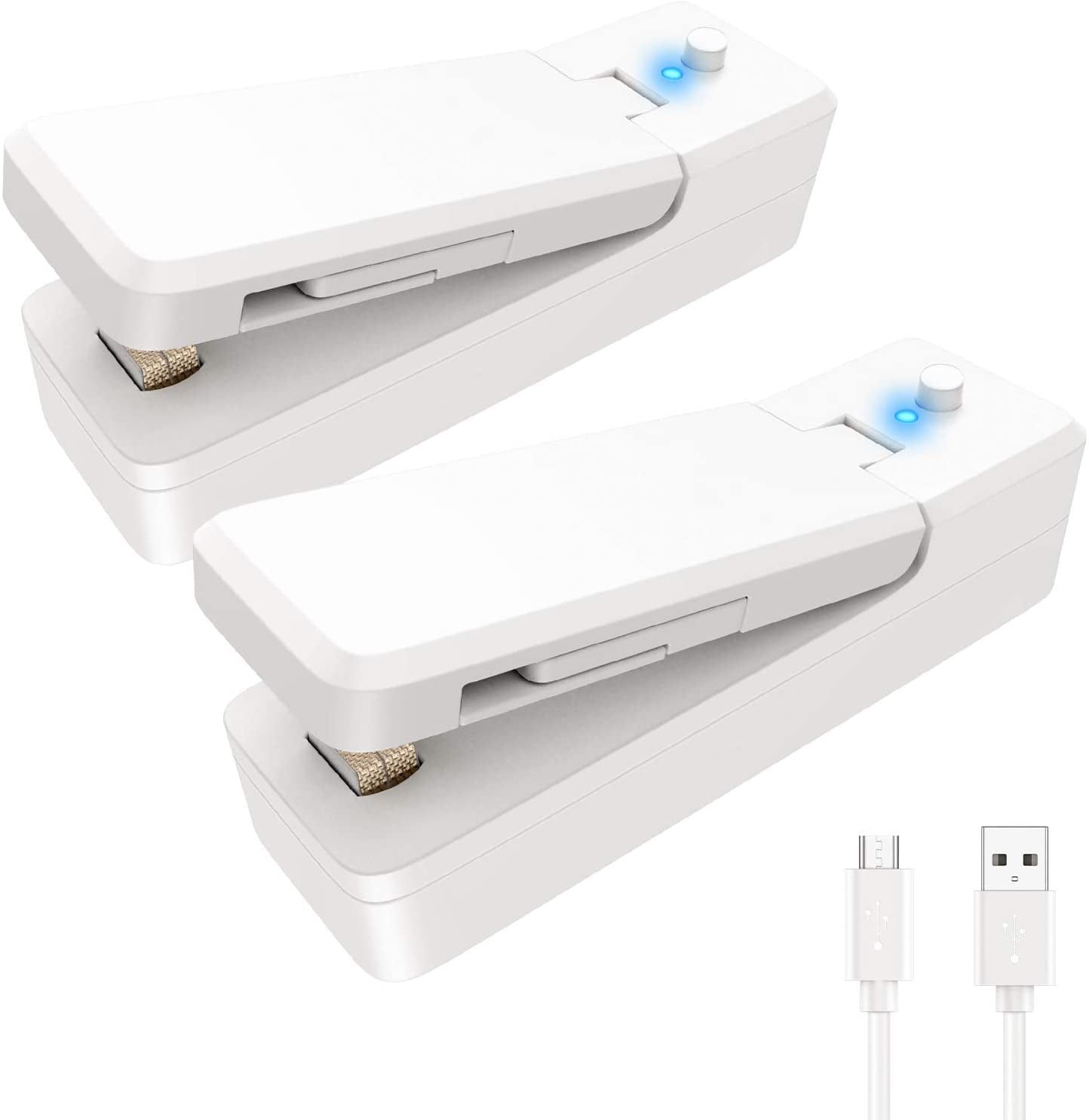 Mini Bag Sealer, AMIR 2PACK Rechargeable Bag Heat Sealers 2 in 1