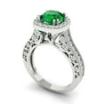 thumbnail image 2 of Halo Engagement Ring for Women - 2.37ct Simulated Emerald in 18K White Gold Promise Ring, 2 of 6
