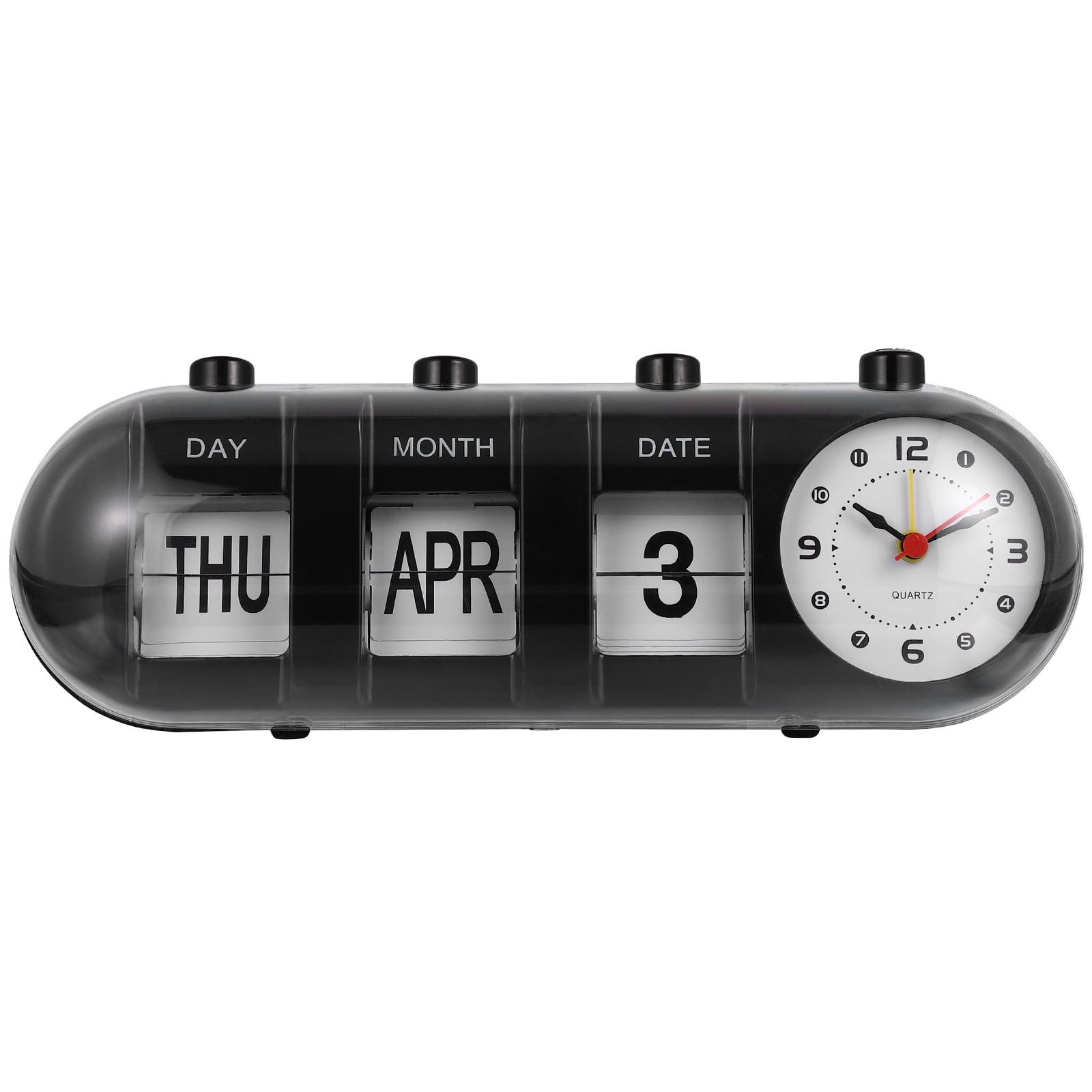 1pc Manual Flip Clock Calendar Quartz Dual Alarm Flip Table Digital Desk Clock Date Day Display Automatic Plastic