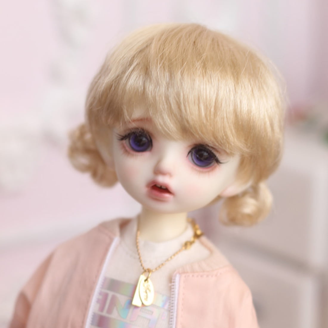1/8 Mini BJD Dolls Hair Pink Short Wig 5-6" for Doll Customized Accessories