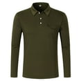 thumbnail image 2 of safuny Slim Basic Pullover Business Shirts for Men Clearance Fashion Solid Color Pocket Long Sleeve Turn-Down Collar Button-Up Sports Daily Casual Holiday Sales Army Green XXXL, 2 of 5