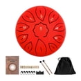 thumbnail image 2 of Tambor de lengüeta de 6 pulgadas, 11 notas, tambor manual, 2 pares de baquetas, gran rojo shamjiam tambor de lengua, 2 of 7