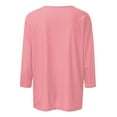 thumbnail image 3 of TQWQT 3/4 Length Sleeve Womens Tops Casual Loose Fit Crewneck T Shirts Cute Solid Three Quarter Length Tunic Tops Pink L, 3 of 5
