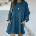 thumbnail image 2 of gakvbuo Fall Dresses For Women 2023 Plus Size Mini Dress Long Sleeve Women's Winter Sleeve Knitted Medium Waist Sweater Dress, 2 of 8