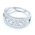 thumbnail image 3 of 8mm Wide Solid Sterling Silver Paved Split Shank Simulated Round and Princess Diamonds Bezel Set Ring Wedding Band (12.5), 3 of 6